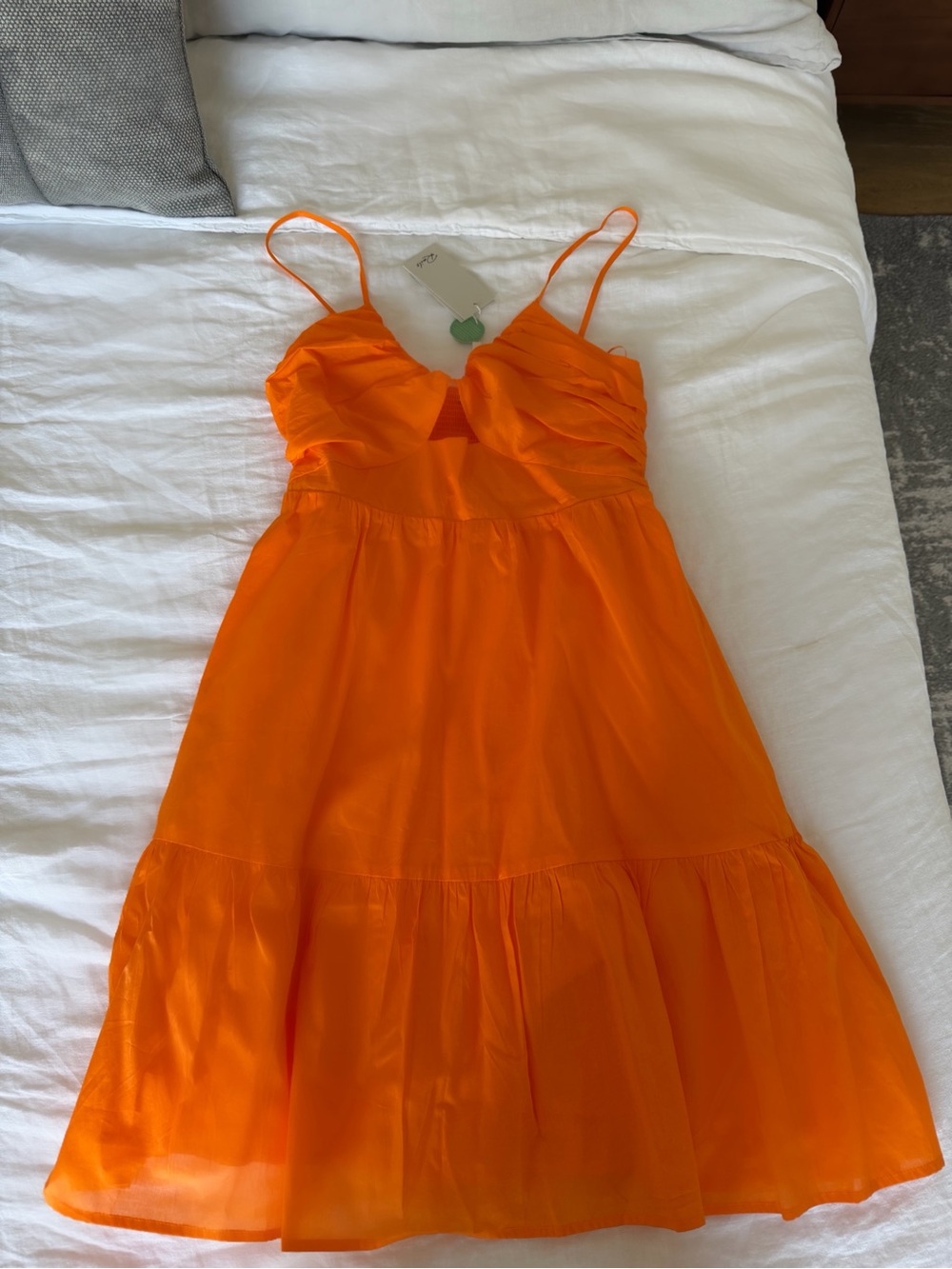 New Rails Chrissy Tangerine Spaghetti Strap Orange Sundress with Front Cutout - Picture 2 of 4